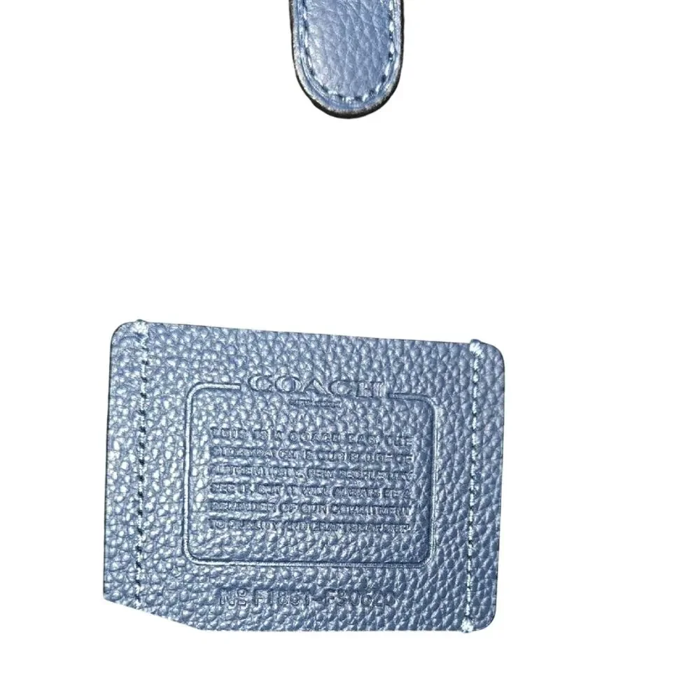 Coach Navy Blue Pebbled Leather Tote with Buckle Straps